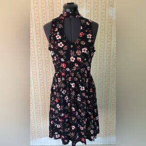 No Boundaries Black Floral Cutout Dress - Size Large
